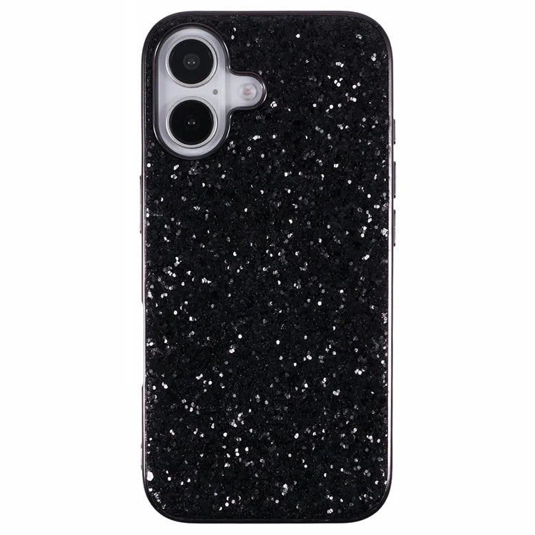 For iPhone 16 Plus Case TPU + PC Sparkling Glitter Phone Back Cover