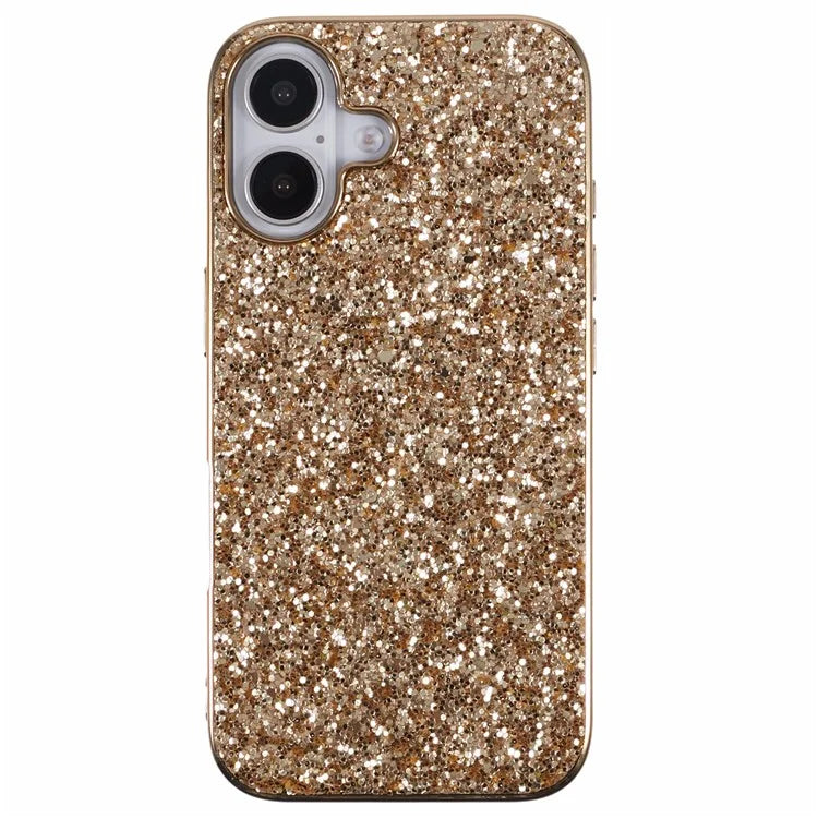 For iPhone 16 Plus Case TPU + PC Sparkling Glitter Phone Back Cover
