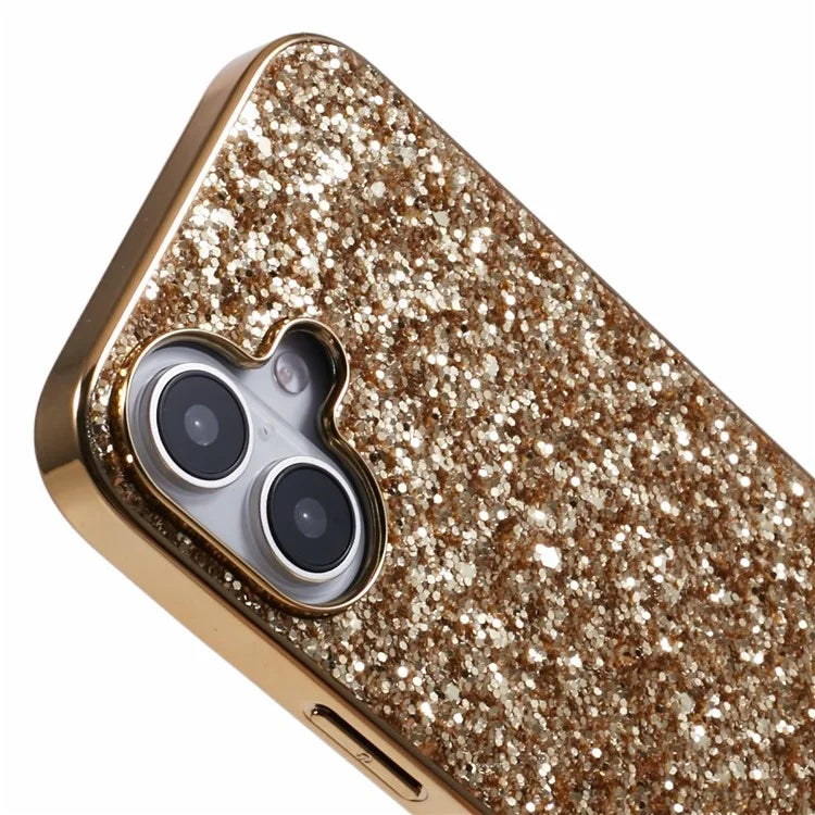 For iPhone 16 Plus Case TPU + PC Sparkling Glitter Phone Back Cover
