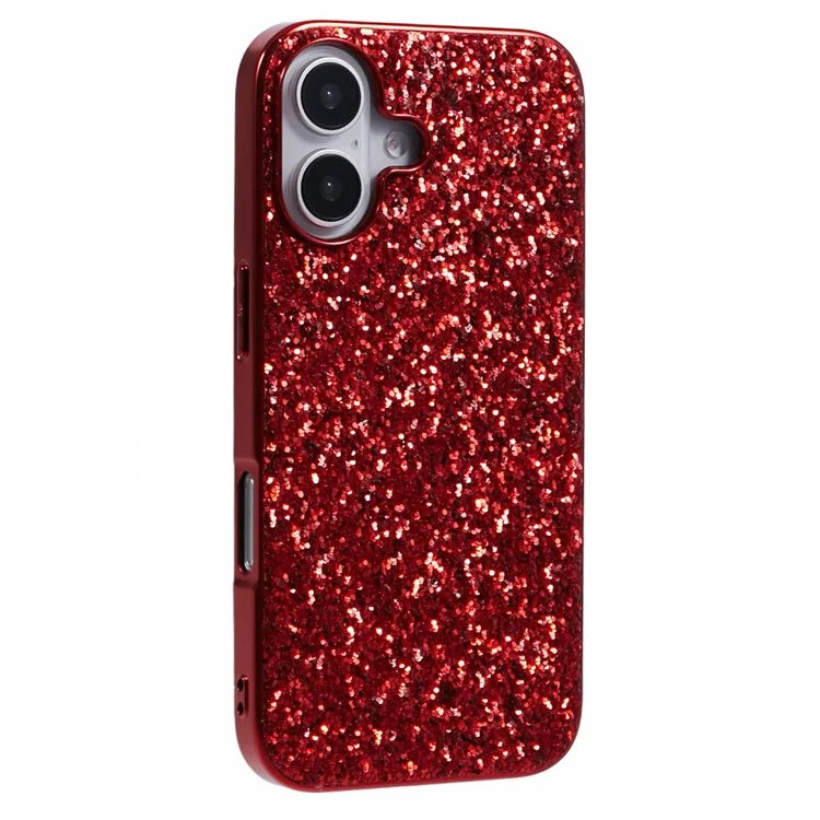 For iPhone 16 Plus Case TPU + PC Sparkling Glitter Phone Back Cover