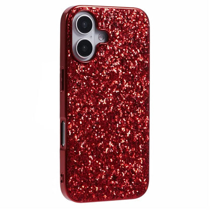 For iPhone 16 Plus Case TPU + PC Sparkling Glitter Phone Back Cover