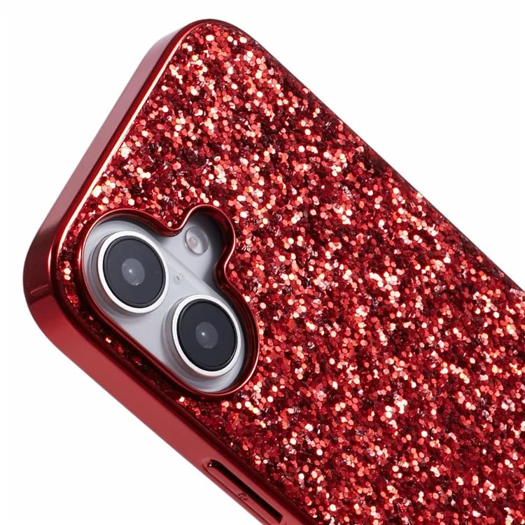 For iPhone 16 Plus Case TPU + PC Sparkling Glitter Phone Back Cover