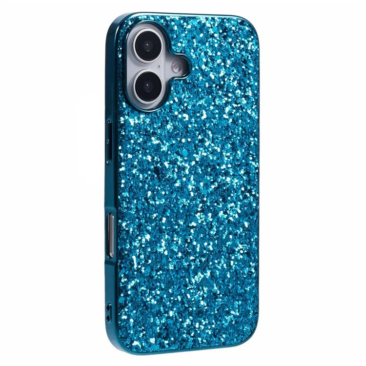 For iPhone 16 Plus Case TPU + PC Sparkling Glitter Phone Back Cover
