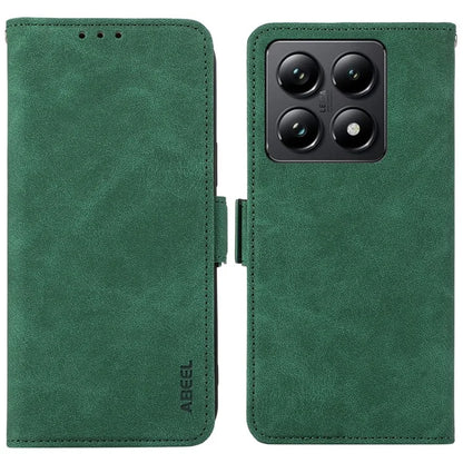 ABEEL For Xiaomi 14T Pro Case PU Leather Folio Stand View RFID Blocking Phone Cover