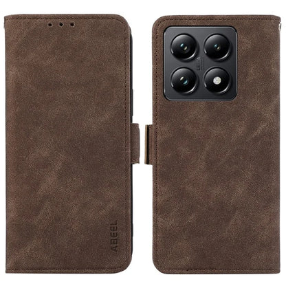 ABEEL For Xiaomi 14T Pro Case PU Leather Folio Stand View RFID Blocking Phone Cover