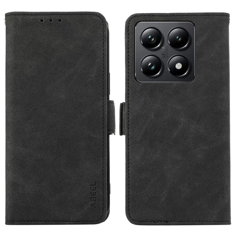 ABEEL For Xiaomi 14T Case PU Leather Folio Stand View RFID Blocking Phone Cover