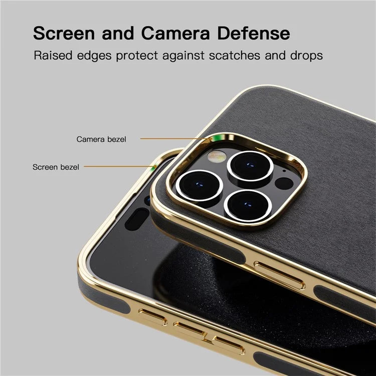 For iPhone 16 Pro Case Compatible with MagSafe PU Leather Coated TPU Back Cover