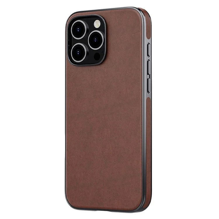 For iPhone 16 Pro Case Compatible with MagSafe PU Leather Coated TPU Back Cover