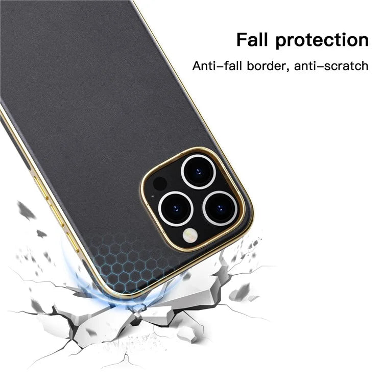 For iPhone 16 Pro Case Compatible with MagSafe PU Leather Coated TPU Back Cover