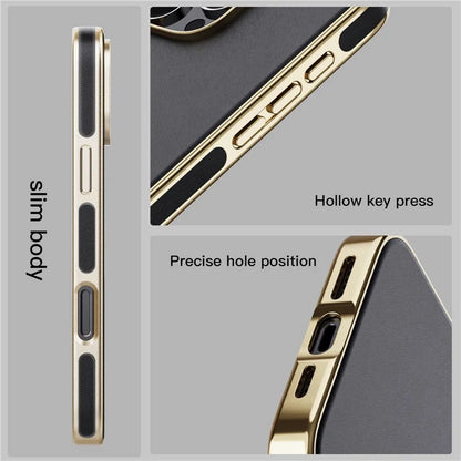 For iPhone 16 Pro Case Compatible with MagSafe PU Leather Coated TPU Back Cover