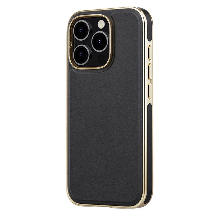 For iPhone 16 Pro Max Case Compatible with MagSafe PU Leather Coated TPU Back Cover