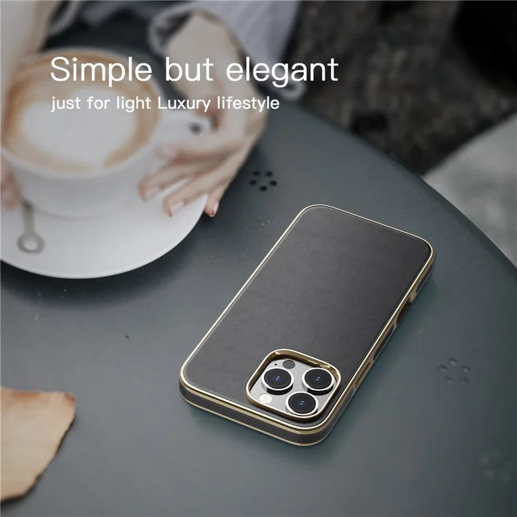 For iPhone 16 Pro Max Case Compatible with MagSafe PU Leather Coated TPU Back Cover