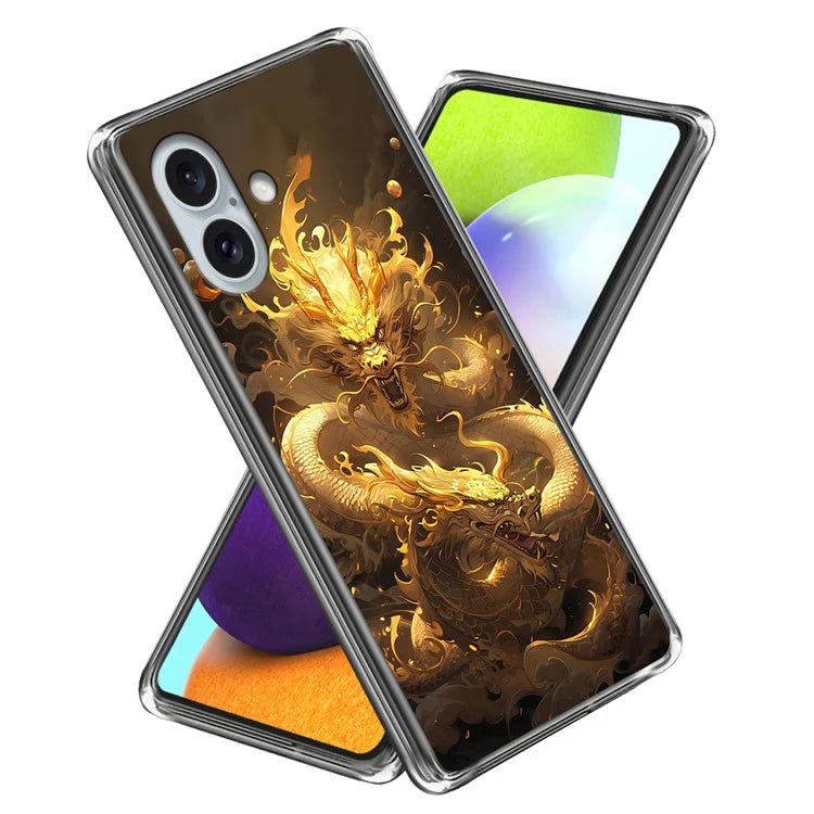 For iPhone 16 Case Shock-Absorbent TPU Pattern Printed Phone Cover