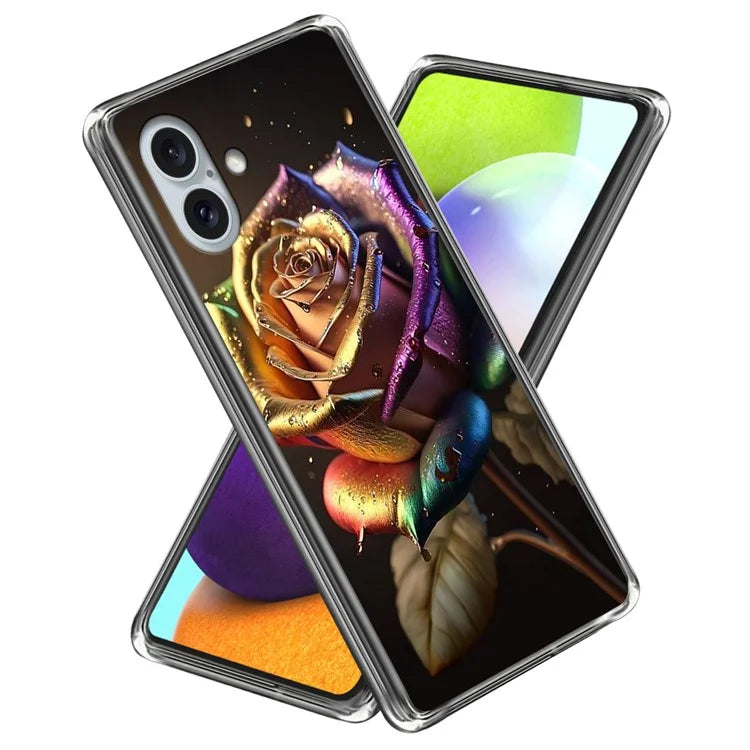For iPhone 16 Plus Case Shock-Absorbent TPU Pattern Printed Phone Cover