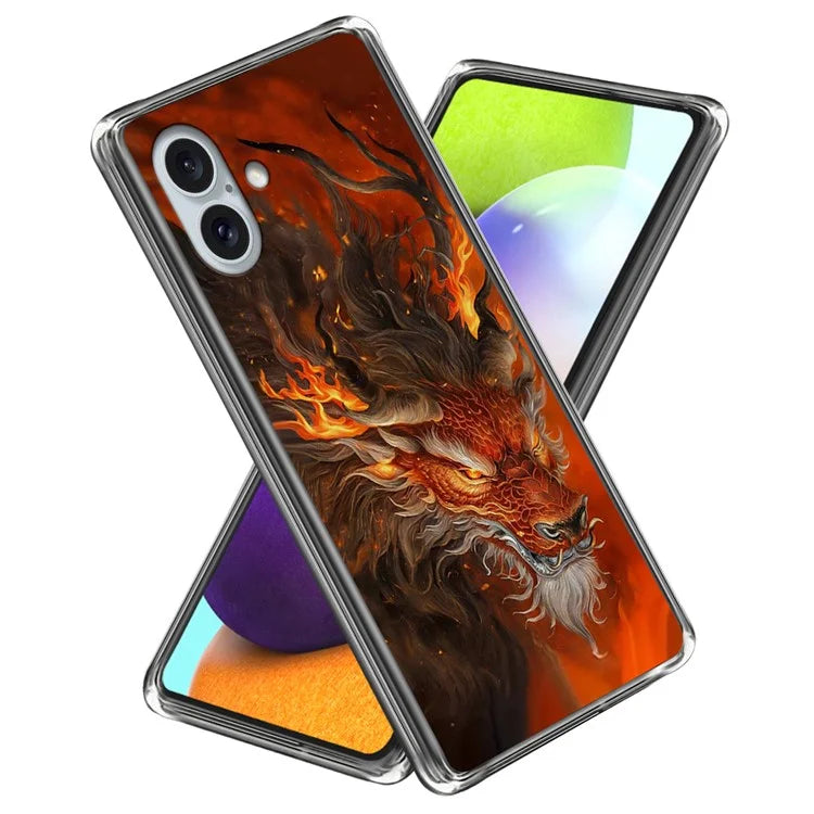 For iPhone 16 Plus Case Shock-Absorbent TPU Pattern Printed Phone Cover