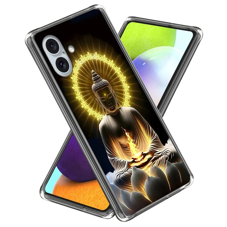 For iPhone 16 Plus Case Shock-Absorbent TPU Pattern Printed Phone Cover