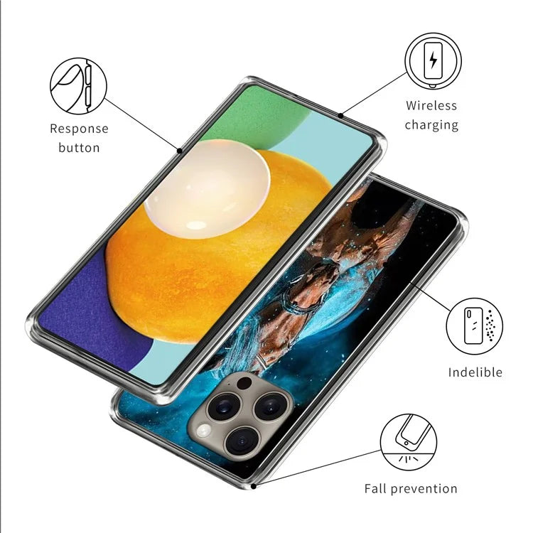 For iPhone 16 Pro Max Case Shock-Absorbent TPU Pattern Printed Phone Cover