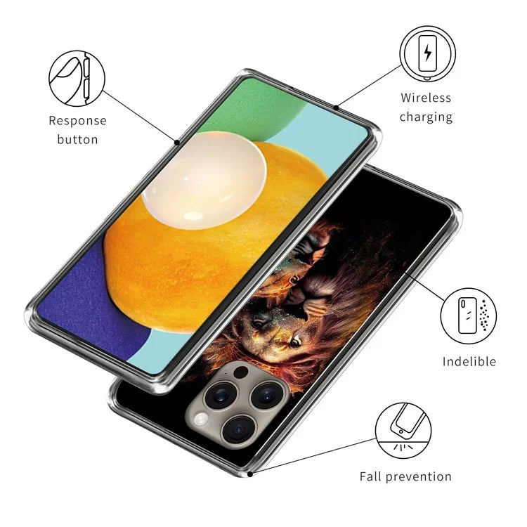 For iPhone 16 Pro Max Case Shock-Absorbent TPU Pattern Printed Phone Cover