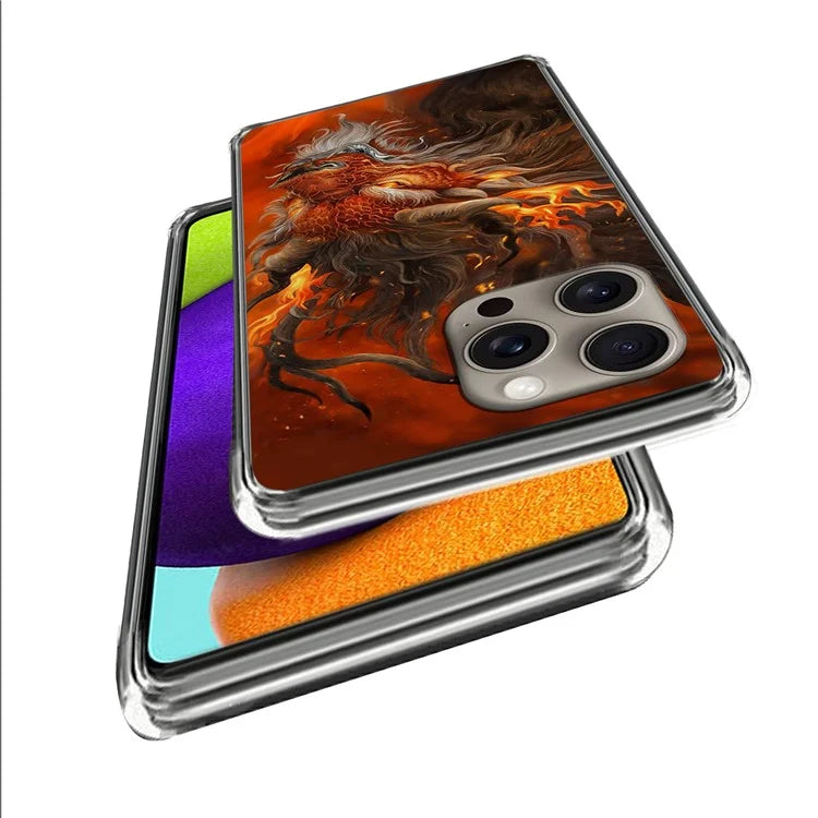 For iPhone 16 Pro Max Case Shock-Absorbent TPU Pattern Printed Phone Cover