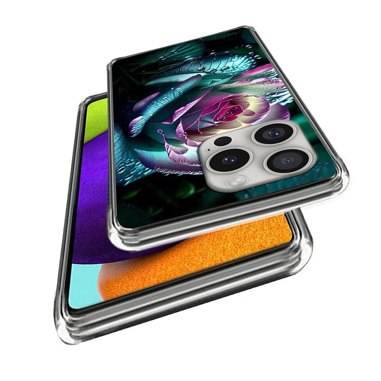 For iPhone 16 Pro Case Shock-Absorbent TPU Pattern Printed Phone Cover