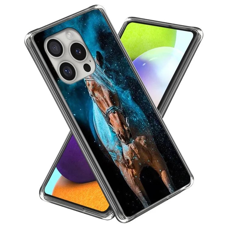 For iPhone 16 Pro Case Shock-Absorbent TPU Pattern Printed Phone Cover