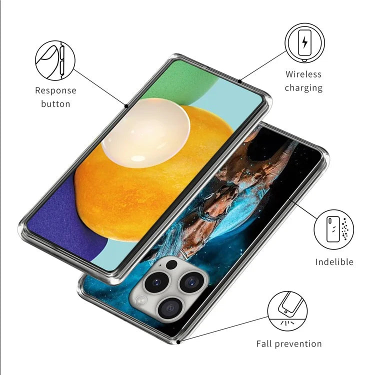 For iPhone 16 Pro Case Shock-Absorbent TPU Pattern Printed Phone Cover