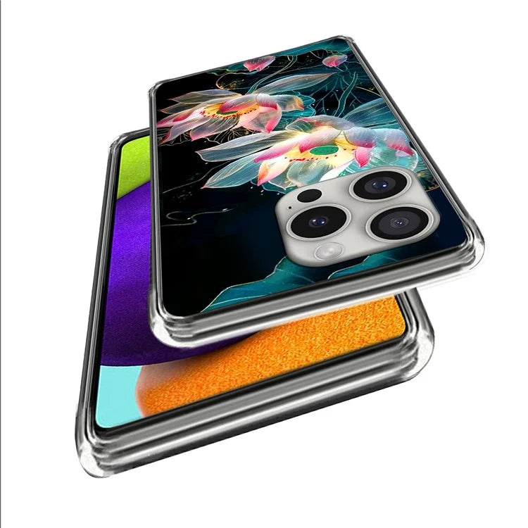 For iPhone 16 Pro Case Shock-Absorbent TPU Pattern Printed Phone Cover