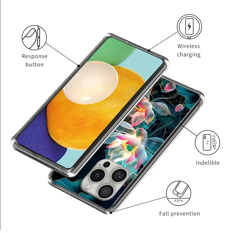 For iPhone 16 Pro Case Shock-Absorbent TPU Pattern Printed Phone Cover