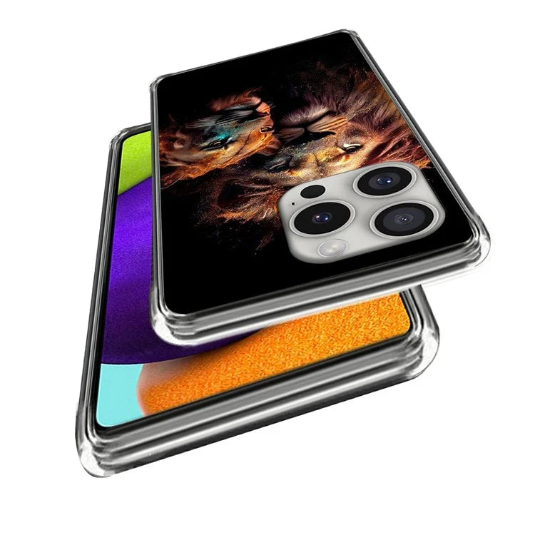 For iPhone 16 Pro Case Shock-Absorbent TPU Pattern Printed Phone Cover