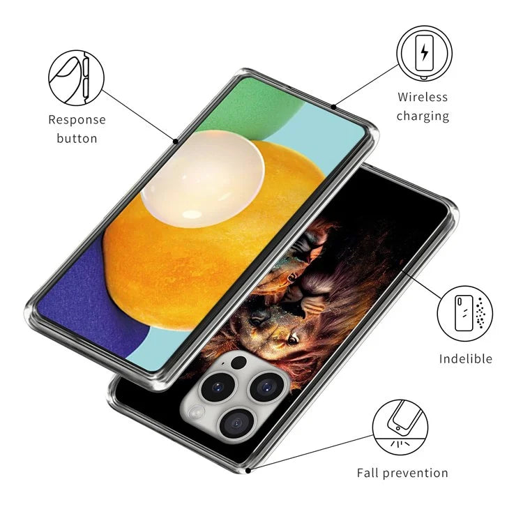 For iPhone 16 Pro Case Shock-Absorbent TPU Pattern Printed Phone Cover