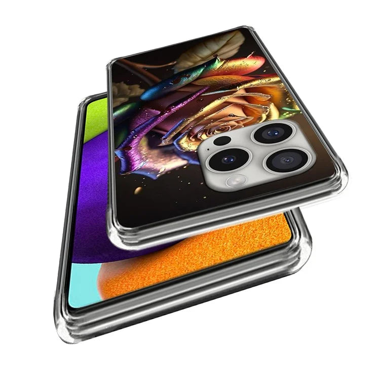 For iPhone 16 Pro Case Shock-Absorbent TPU Pattern Printed Phone Cover