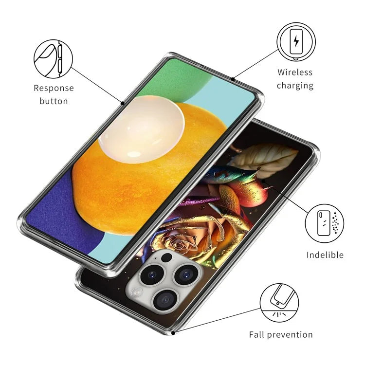 For iPhone 16 Pro Case Shock-Absorbent TPU Pattern Printed Phone Cover