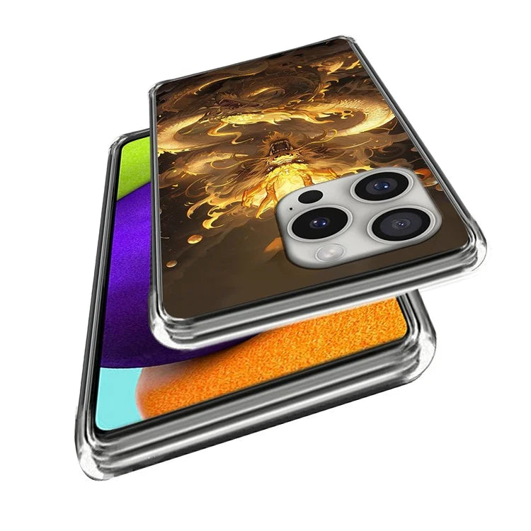 For iPhone 16 Pro Case Shock-Absorbent TPU Pattern Printed Phone Cover
