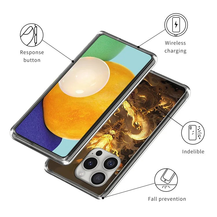 For iPhone 16 Pro Case Shock-Absorbent TPU Pattern Printed Phone Cover
