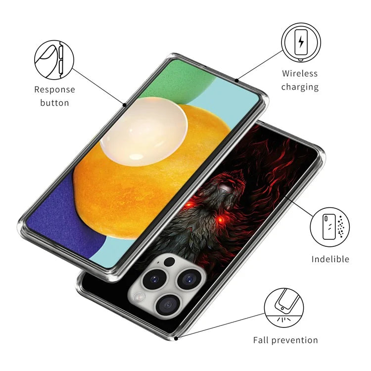For iPhone 16 Pro Case Shock-Absorbent TPU Pattern Printed Phone Cover