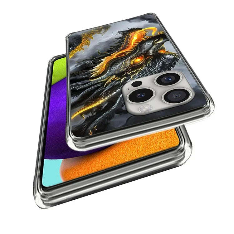 For iPhone 16 Pro Case Shock-Absorbent TPU Pattern Printed Phone Cover