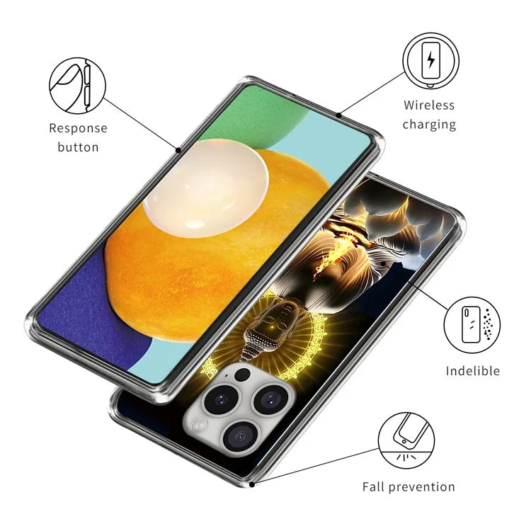 For iPhone 16 Pro Case Shock-Absorbent TPU Pattern Printed Phone Cover
