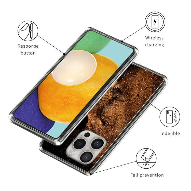 For iPhone 16 Pro Case Shock-Absorbent TPU Pattern Printed Phone Cover