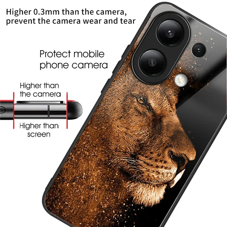 For Xiaomi Redmi Note 13 4G Case Tempered Glass TPU Drop-Proof Phone Cover Pattern Printing