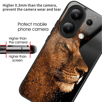 For Xiaomi Redmi Note 13 4G Case Tempered Glass TPU Drop-Proof Phone Cover Pattern Printing