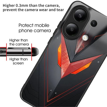 For Xiaomi Redmi Note 13 4G Case Tempered Glass TPU Drop-Proof Phone Cover Pattern Printing
