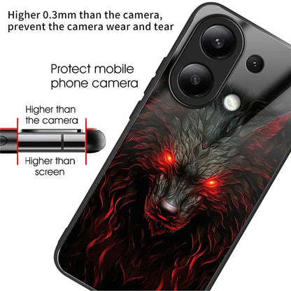 For Xiaomi Redmi Note 13 4G Case Tempered Glass TPU Drop-Proof Phone Cover Pattern Printing