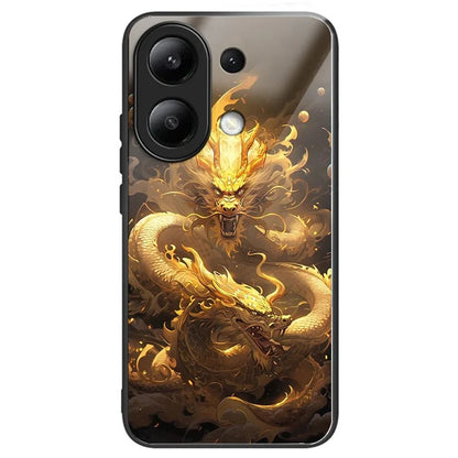 For Xiaomi Redmi Note 13 4G Case Tempered Glass TPU Drop-Proof Phone Cover Pattern Printing