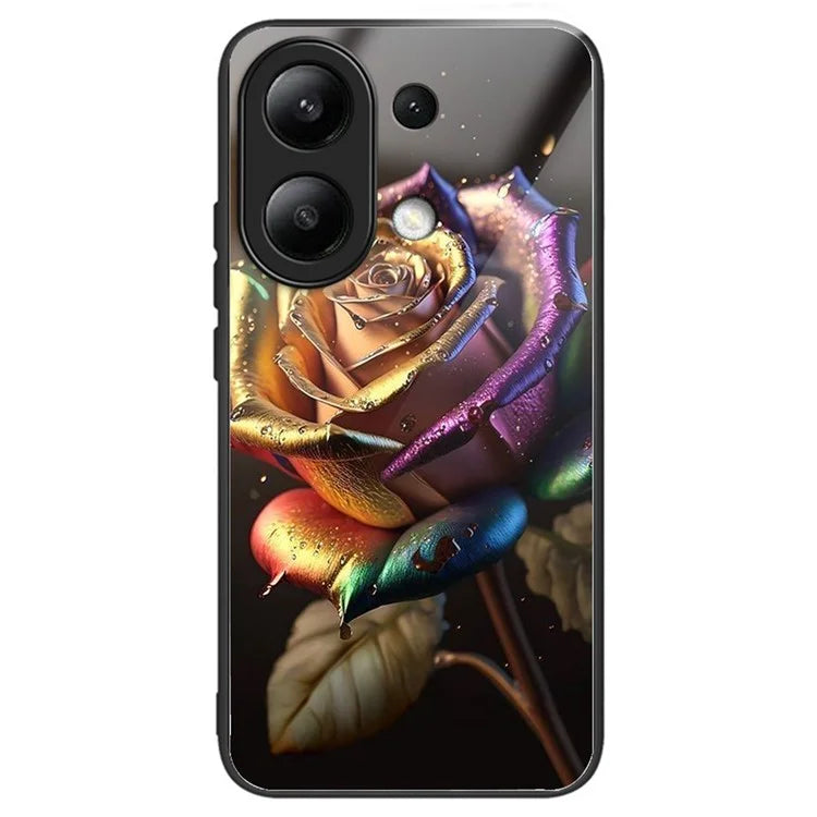 For Xiaomi Redmi Note 13 4G Case Tempered Glass TPU Drop-Proof Phone Cover Pattern Printing