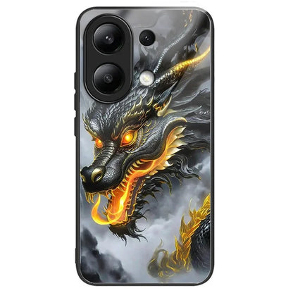 For Xiaomi Redmi Note 13 4G Case Tempered Glass TPU Drop-Proof Phone Cover Pattern Printing