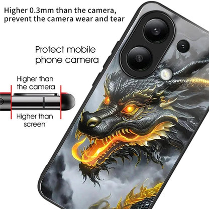 For Xiaomi Redmi Note 13 4G Case Tempered Glass TPU Drop-Proof Phone Cover Pattern Printing