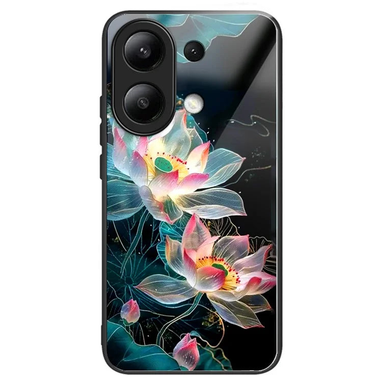 For Xiaomi Redmi Note 13 4G Case Tempered Glass TPU Drop-Proof Phone Cover Pattern Printing