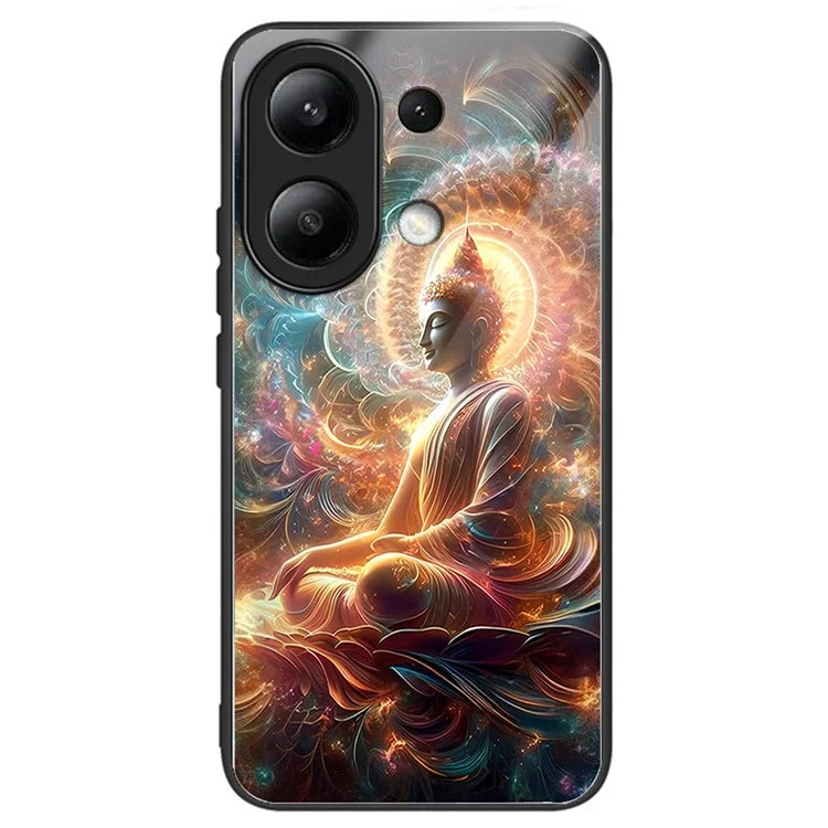 For Xiaomi Redmi Note 13 4G Case Tempered Glass TPU Drop-Proof Phone Cover Pattern Printing