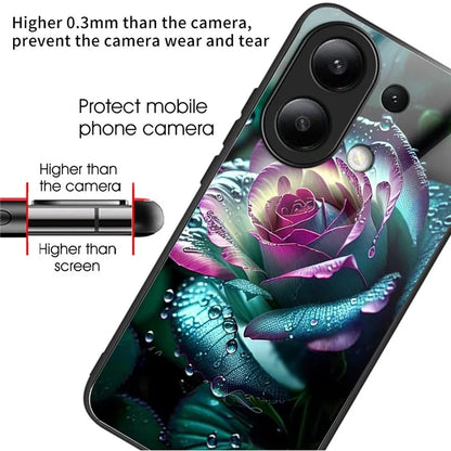 For Xiaomi Redmi Note 13 4G Case Tempered Glass TPU Drop-Proof Phone Cover Pattern Printing