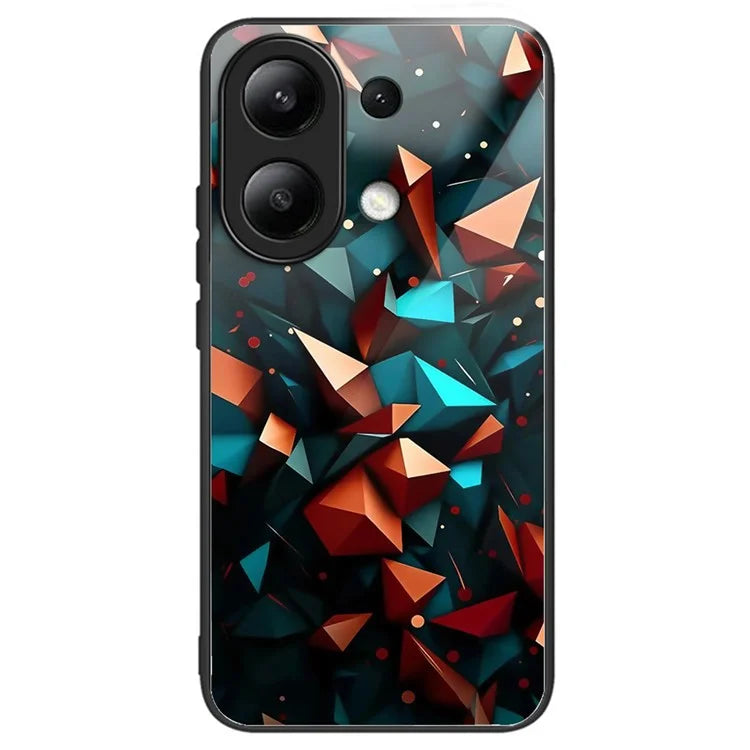 For Xiaomi Redmi Note 13 4G Case Tempered Glass TPU Drop-Proof Phone Cover Pattern Printing